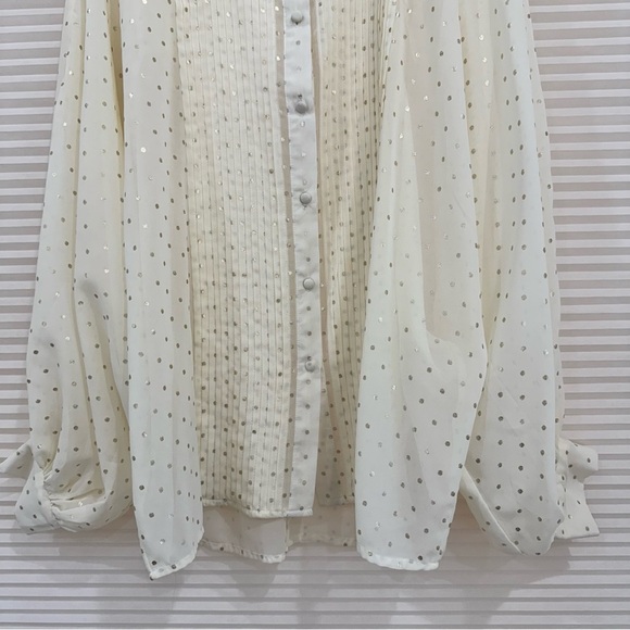 Zara semi sheer polka dot long sleeve blouse XS S - Picture 6 of 11